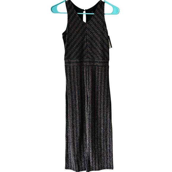 NEW Art Class Black Striped Romper Jumpsuit with wide legs Girl's M 7/8 - Picture 1 of 3